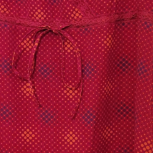 Old Navy Size 10 Fuchsia Pink Dotted Slip Dress Surplice Neck Lace Trim - Picture 4 of 5